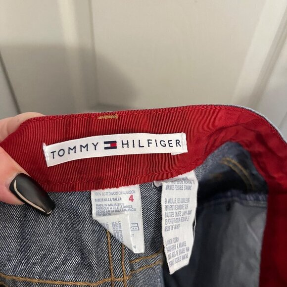 Tommy Hilfiger Womens Dark Wash Y2K Grommet Accent Shortie Jean Shorts Size 4 - Picture 2 of 7